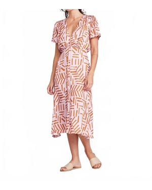 Self Contrast Ilse V-Neck Midi Dress - Pink