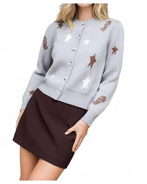 Thml Starry Trail Cropped Cardigan - Gray