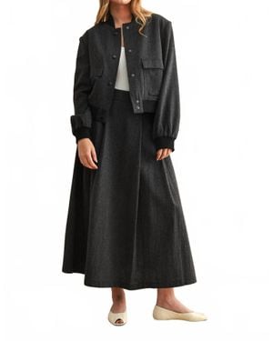 Miou Muse Two Tone Fabric Bomber Jacket - Black