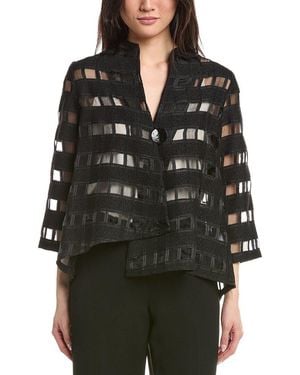 Joseph Ribkoff Checked Mesh Cover-Up Top - Black