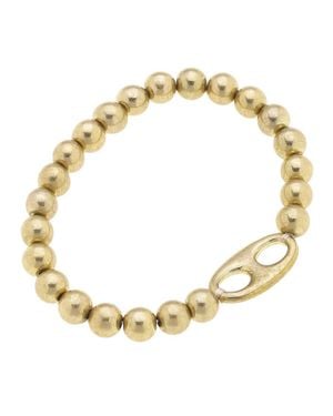 Canvas Style Soda Tab-Inspired Ball Bead Stretch Bracelet - Metallic