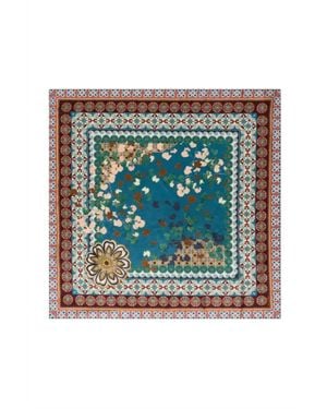 Johnny Was Medium Silk Scarf - Blue