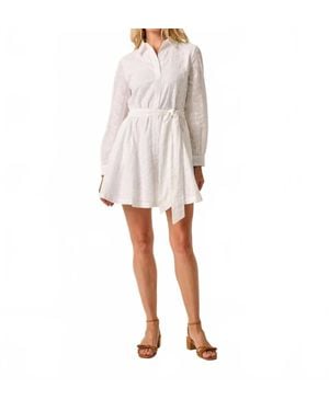 Johnnie-o Jenna Embroidered Flared Shirt Dress - White