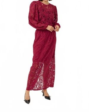 Kaffe Kalanice Lace Balloon Sleeves Blouse - Red