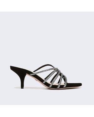 Veronica Beard Gaffney Crystal Suede Sandal - Black
