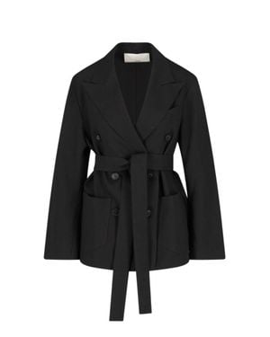 Setchu Tailored Jacket With Classic Collar And Streamlined Silhouette - Black