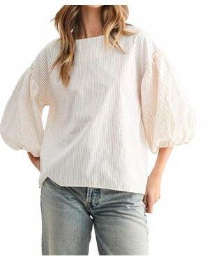 Joh Jerra Striped Woven Cotton Poplin Top - Gray