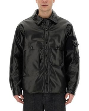 A.I.E. Shirt Jacket With Glossy Finish - Black