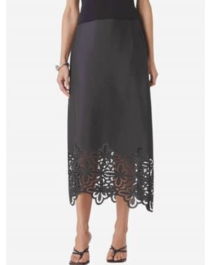 Splendid Pia Pinwheel Eyelet Midi Skirt - Black