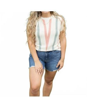 Anniewear Earthy Stripes Sweater Top - Blue