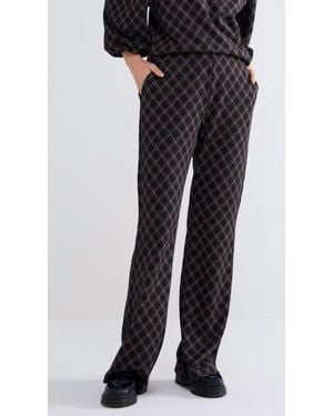 Summum Jacquard Plaid Pants - Black