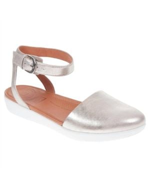 Fitflop Cova Closed-Toe Metallic Flat Sandal - White