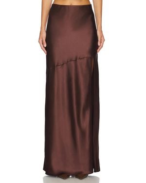 Line & Dot Dalton Satin Skirt - Brown