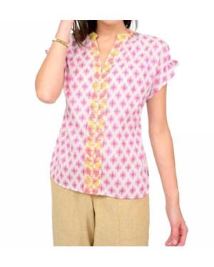 Ivy Jane Trellis Stitched Popover Top - Pink