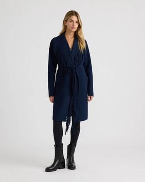 NVLT Eyelash Mink Wrap Fringe Coatigan - Blue