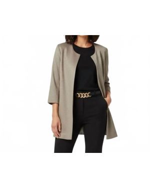 Eileen Fisher Silk Jacquard Print Open Front Collarless Jacket - Black