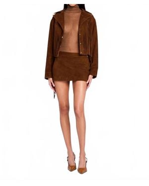 retroféte Valerie Suede Mini Skirt - Brown