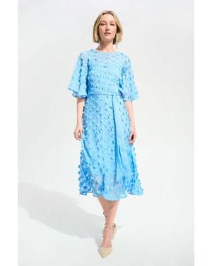 Joseph Ribkoff Embroidered Chiffon Fit And Flare Dress - Blue