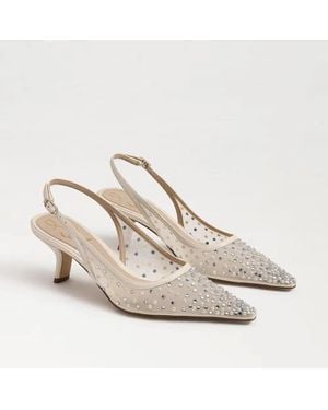 Sam Edelman Bianka Pump Ivory Crystal Pointed Toe Slingback Htat1019 - White