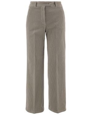 Ql2 Ribbed Stretch Cotton Straight-Leg Pants - Gray