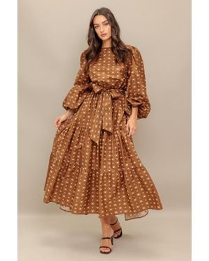 TRUEDAMES Cinnamon Waltz Woven Midi Dress - Brown