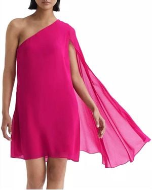Reiss Fleur Sheer Cape Sleeve Dress - Pink