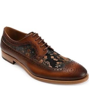 Taft Preston Oxford Leather Almond Toe Dress Shoes Hawk279 - Brown