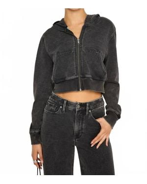 GOOD AMERICAN Jeanius Shrunken Zip Hoodie - Black
