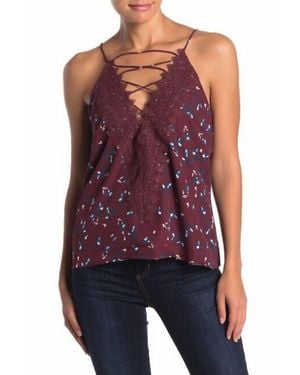 Wayf Top Posie Floral Strappy Cami Top - Purple