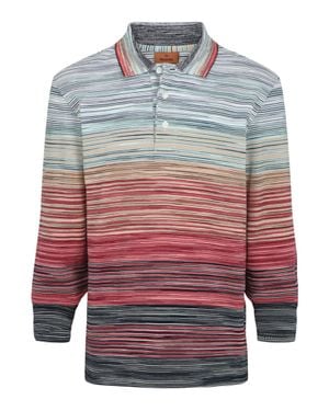 Missoni Zig Zag Long Sleeve Polo - Gray
