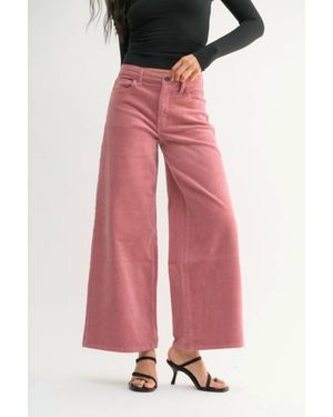 Jbd. High Rise Corduroy Wide Leg Pants - Pink