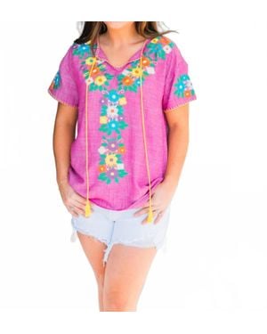 Layerz Clothing Cove Embroidered Top - Pink