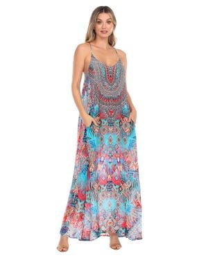 La Moda Clothing Harriet T-Back Maxi Dress - Blue