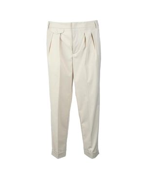Bonheur Tailored Pants With Front Pleats And Cuffed Hem - White
