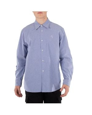 Acne Studios Micro Logo Embroidered Cotton Shirt - Blue
