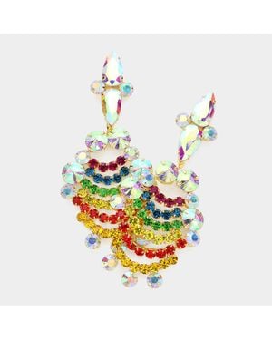 Fashnzfab Boho Rhinestone Chandelier Earrings - White