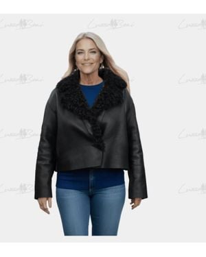 Lusso Beni Swirl Leather Jacket - Blue