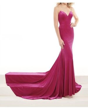 Rachel Allan Beaded Halter Top Prom Gown - Pink