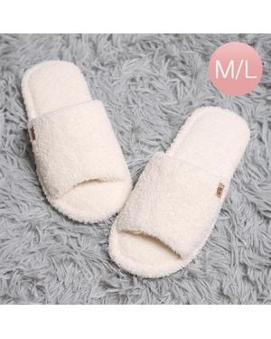 Fashnzfab Solid Open Toe Soft Home Indoor Floor Slippers Ivory M/L - Gray