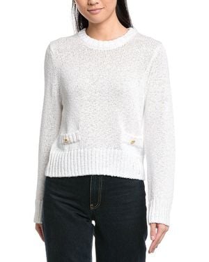 St. John Relaxed Crewneck Striped Sweater - White