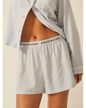 Stripe & Stare Soft Brushed Woven Pajama Shorts - Gray