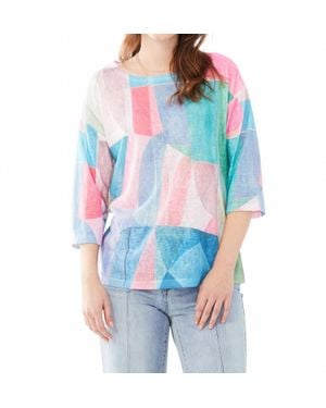 Fdj Twila Three Quarter Sleeve Drop Shoulder Jersey Top - Blue
