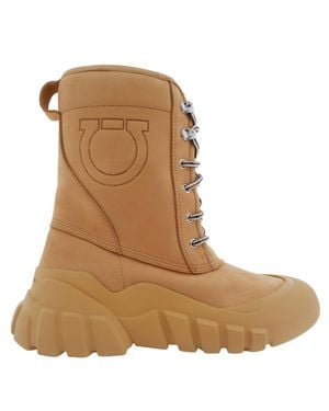 Ferragamo Ferragamo Dune Gancini Combat Boots, Size 9 - Brown