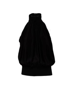 Sportmax Piovra High-Collared Sleeveless Silk Top - Black