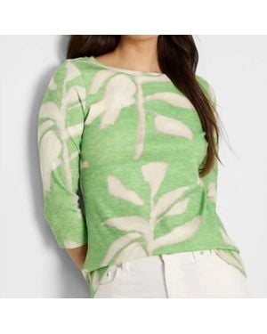 NIC+ZOE Shadow Fern Three Quarter Sleeve Tee - Green
