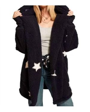 Jill Martin Sherpa Embroirdered Lounger Hoodie - Black