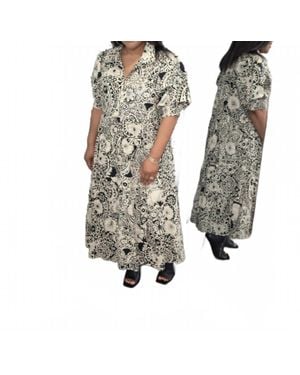 Umgee Two Tone Print A-Line Tiered Dress - Multicolor