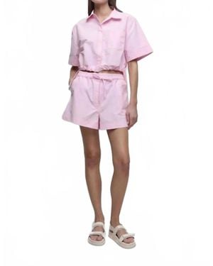 Jonathan Simkhai Ryett Short Sleeve Crop Top - Pink
