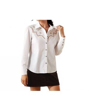 Ariat Lattice Lace Long Sleeve Western Shirt - White