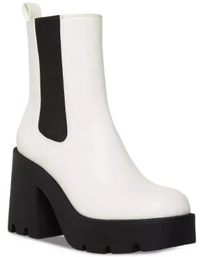 Madden Girl Tippah Boots 6.5 Faux Leather Platform Chelsea Khd1155 - White